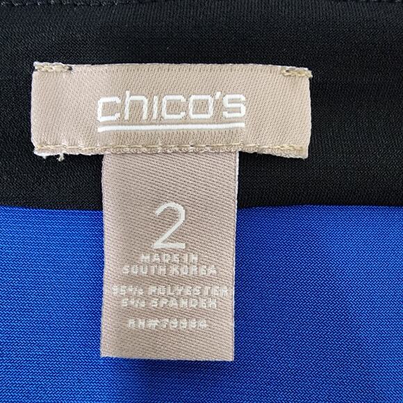 Chico's Womens Top Size 2 Large Infinity Blue 3/4 Sleeve Gianna Scoop Colorblock - Picture 7 of 8